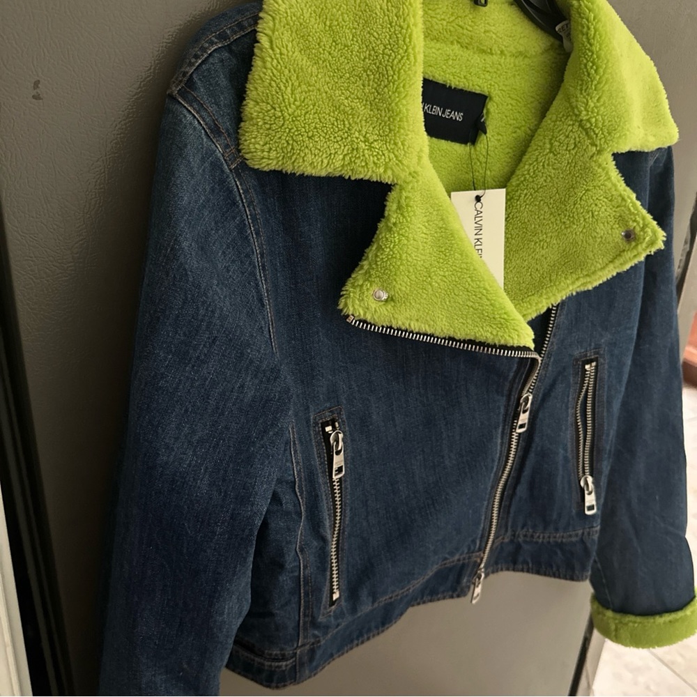 Calvin Klein Jeans Denim Jacket with Lime Fleece